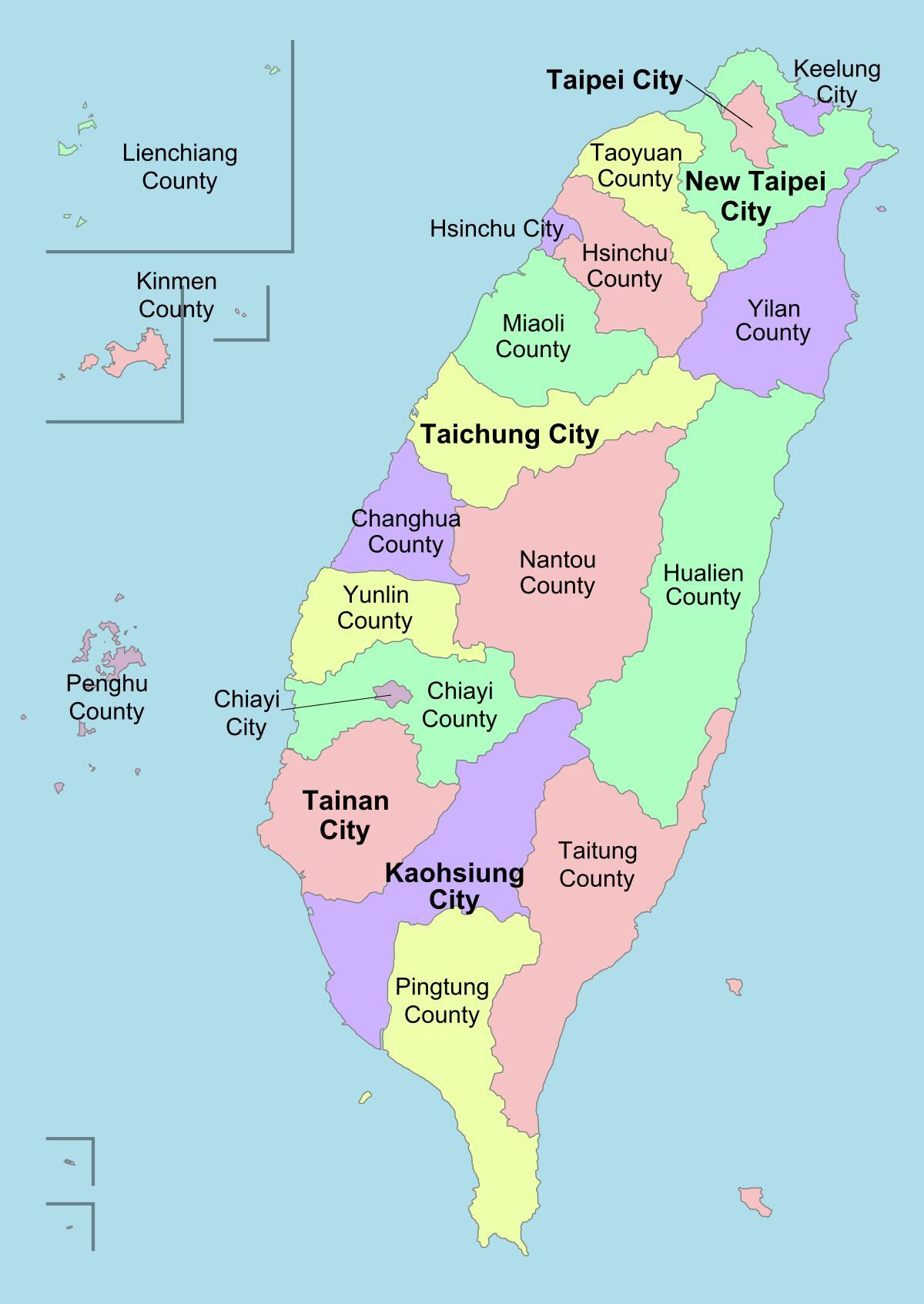 Карта Тайваню район 