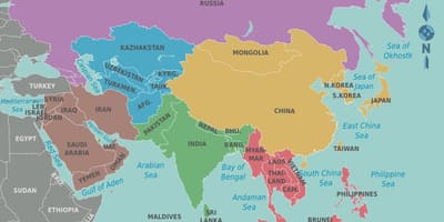 Карта Тайваню та сусідніх країнах