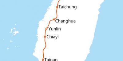 Тайванської високошвидкісної залізничної маршрут на карті